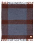 Decke Mohair Quadrat pastellblau/mahagoni