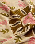 Decke Samt mit Stickerei - beige, grün, rosa, pfirsich
