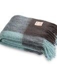 Decke Mohair Quadrat mint/braun