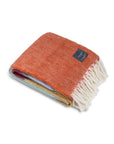 Decke mit Fransen gestreift multicolor- orange/mint/rot