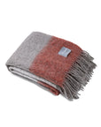 Decke Mohair Streifen ziegelrot/sand
