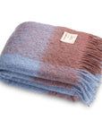 Decke Mohair Quadrat pastellblau/mahagoni