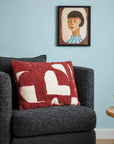 Kissen grafische Tufting-Formen rostrot/beige