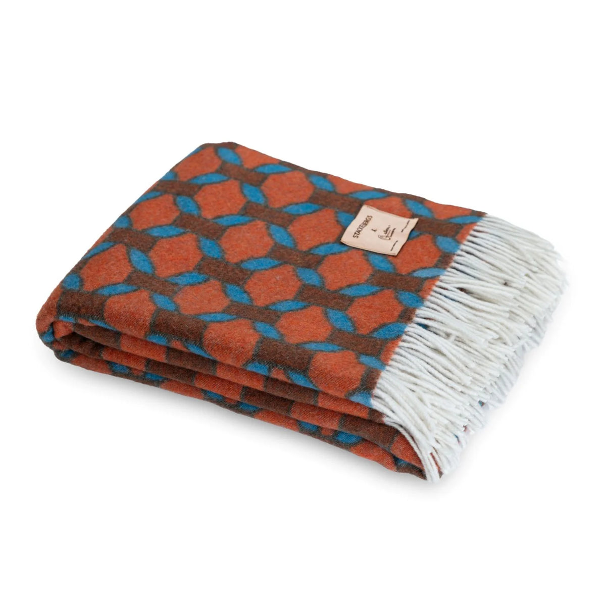 Decke Jacquard Gittermuster orange/türkis