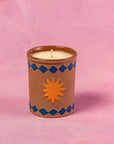 Duftkerze Keramik handbemalt Sonne gelb/ blau