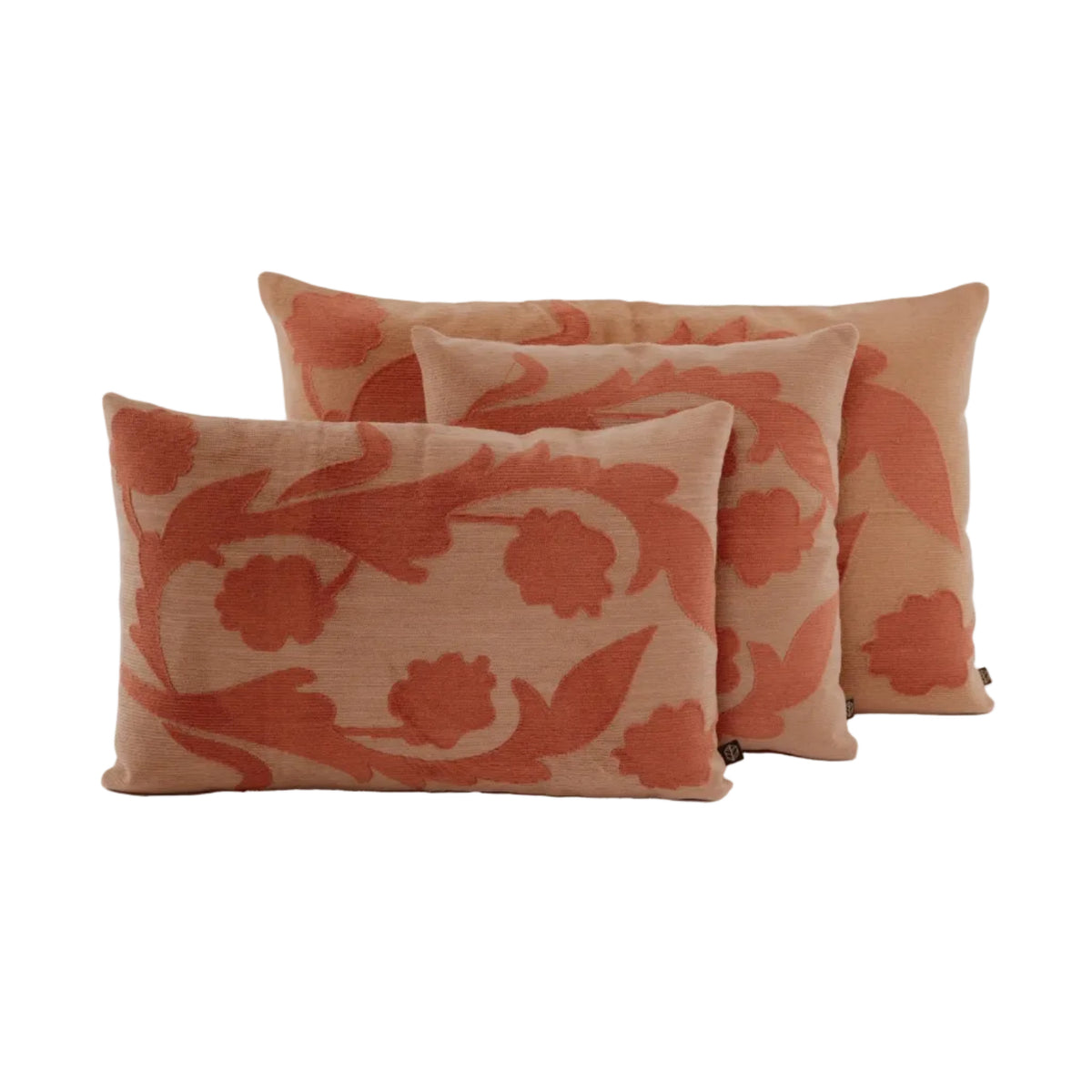 Kissen florales Muster mocca/rosé