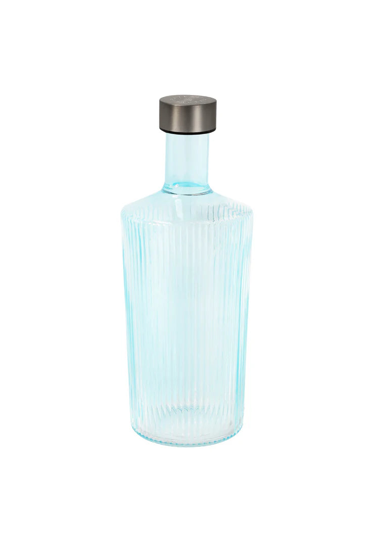 Wasserflasche geriffelt hellblau/azur