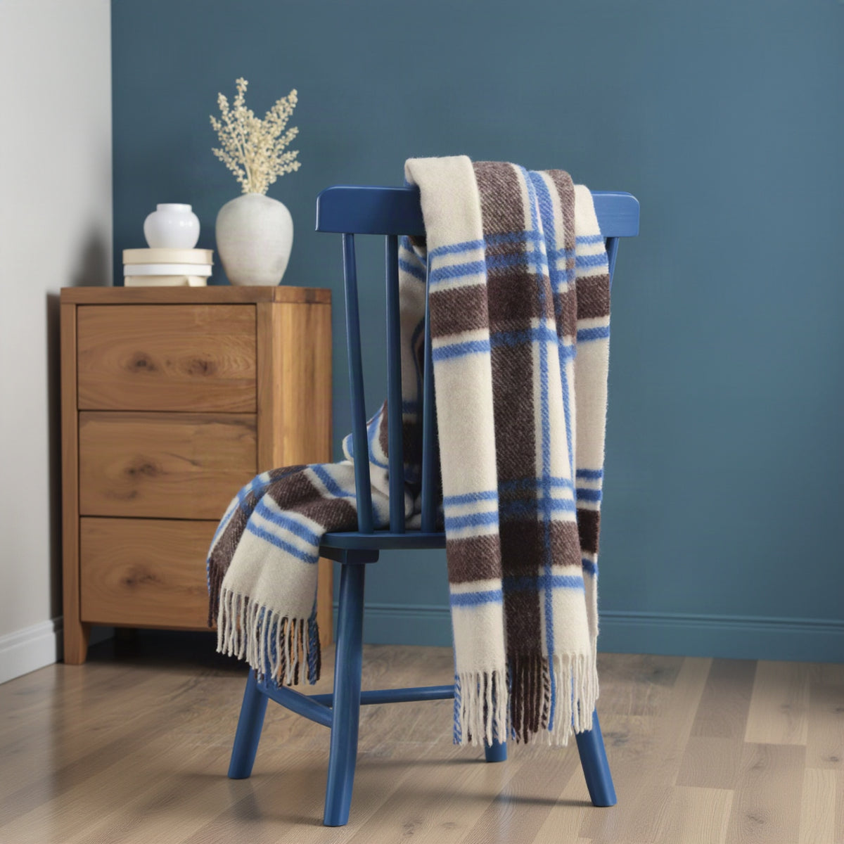 Decke kariert, braun/blau