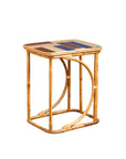 Beistelltisch Fliesen multicolor/ Rattan
