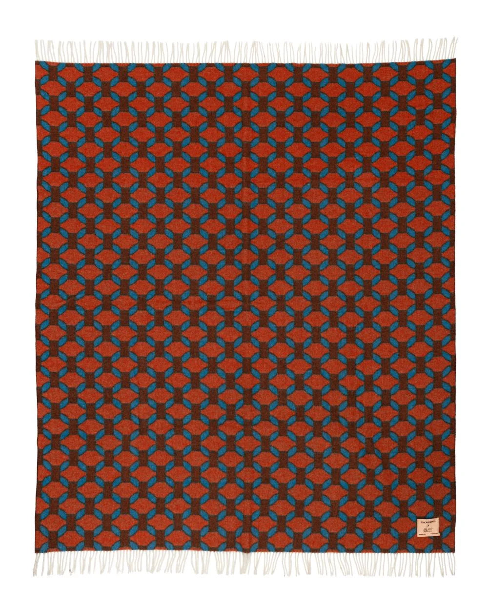 Decke Jacquard Gittermuster orange/türkis