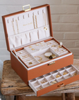 Schmuckbox Kunstleder mit Schublade L zweistöckig