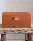 Schmuckbox Kunstleder mit Schublade L zweistöckig