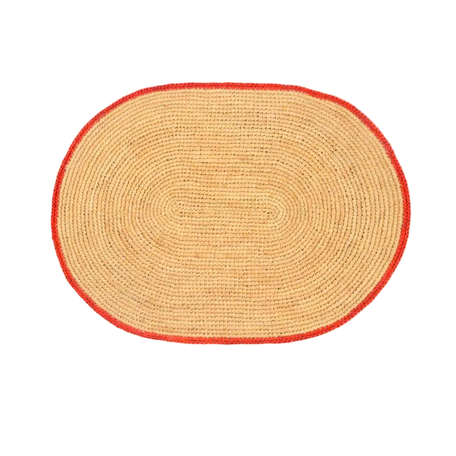 Tischset Bast oval mit farbigem Rand