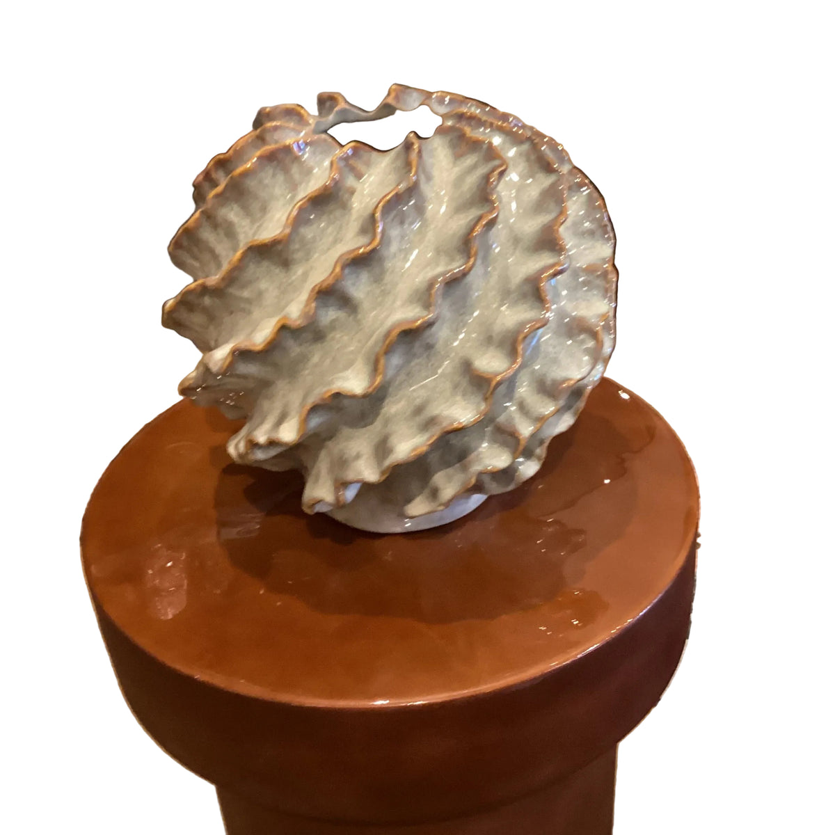 Vase wellenförmig graubraun