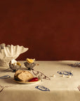Tischdecke in Bistro-Illustration, naturweißer Grund