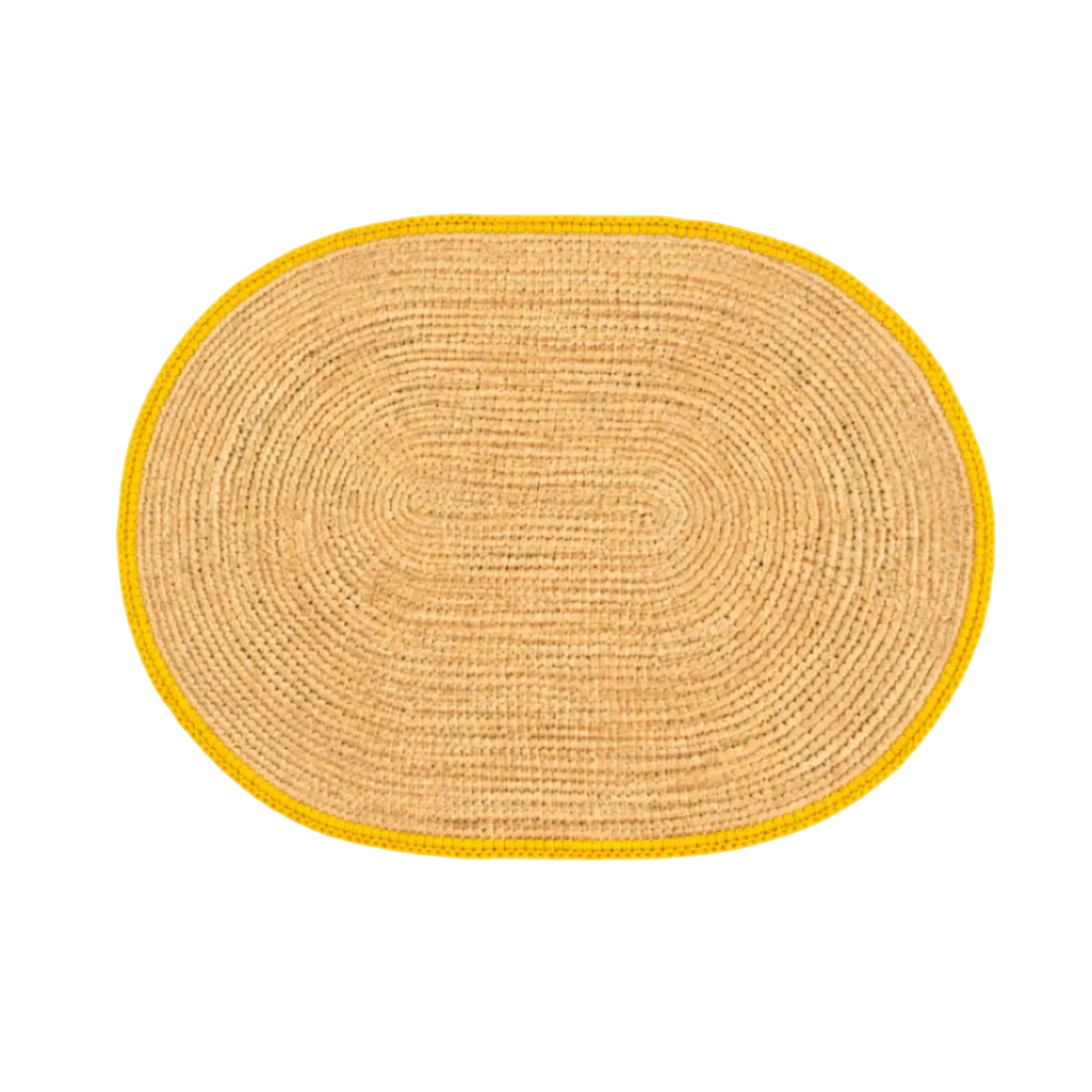 Tischset Bast oval mit farbigem Rand