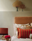 Kissen bestickt Palmen Cinnamon / Orchid